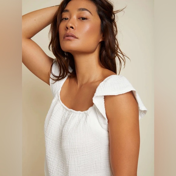 New! NATION LTD Wyoming Flutter Tank in White Cotton Gauze Airy Boho Size XL